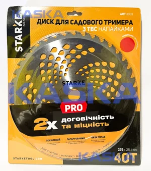 Диск Starke 40T 255мм*25.4мм PRO посилений протиударний для бензокоси та садового тримера з твердосплавними напайками