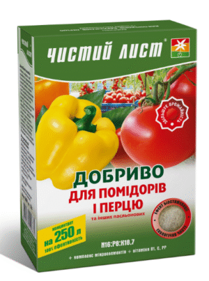 Добриво кристалічне для ПОМІДОРІВ та ПЕРЦІВ  "Чистий Лист" 300 г.