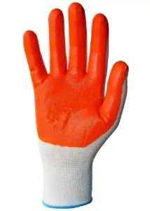 Рукавички робочі стрейчеві вампірки покриті гладким латексом (помаранчеві)
